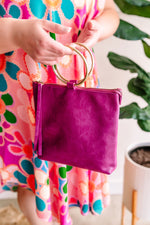 Joy Susan Gold Ring Convertible Handbag in Bright Orchid