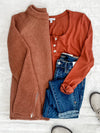 Knit Sweater With Zipper Sleeve Detail In Rustic Fall