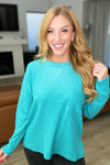 Ribbed Brushed Hacci Sweater in Light Teal