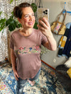 Rooftop Garden Embroidered Tee in Mauve