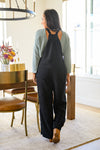 More Than Friends Corduroy Jumpsuit In Black-1x