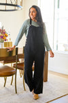 More Than Friends Corduroy Jumpsuit In Black-1x