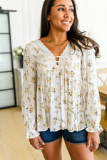 Sing Softly Lace Trim Floral Blouse- Large