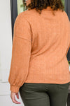 Speak Sweetly Textured Knit Top With Buttons In Rust- Medium
