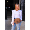 Suede Removeable Fringe Fanny Pack Bum Bag in Tan